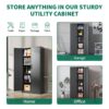 Heavy Metal Garage Storage Cabinet With Locking Doors, Steel, Adjustable Shelves - Gunmetal Black - Image 8
