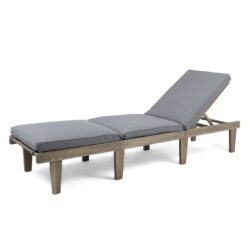 Ariana - Wooden Chaise Lounge With Cushion, Stylish Outdoor Relaxation - Gray