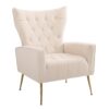 Modern Accent Chair With Ottoman, Comfy Armchair For Living Room, Bedroom, Apartment, Office - Beige - Image 17