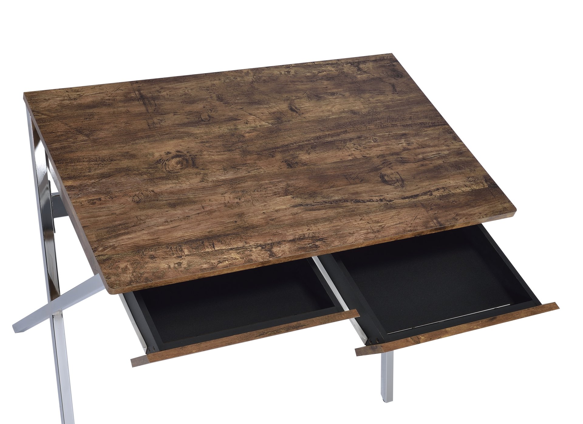 Callers - Weathered Writing Desk - Chrome / Oak - Image 4