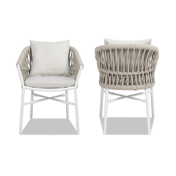 Maiden - Barrel Back Aluminum & Rope Outdoor Patio Dining Chair, Axroma Olefin (Set of 2) - Wheat Beige