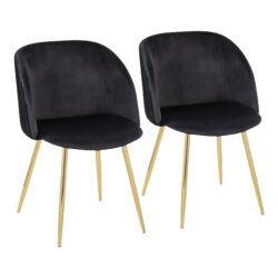 Fran - Pleated Contemporary Chair (Set of 2) - Gold / Pleated Black