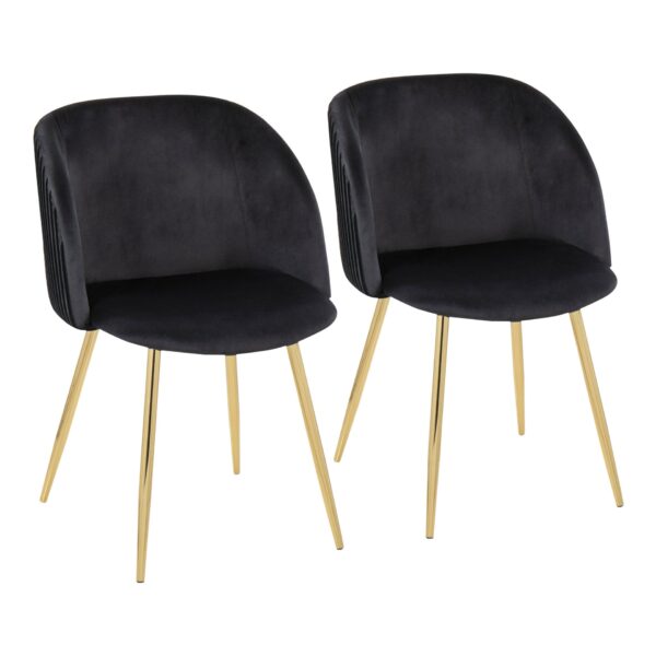 Fran - Pleated Contemporary Chair (Set of 2) - Gold / Pleated Black
