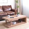 Rustic Solid Wood Coffee Table With Open Shelf, Modern Farmhouse Design - Light Natural / Natural - Image 2