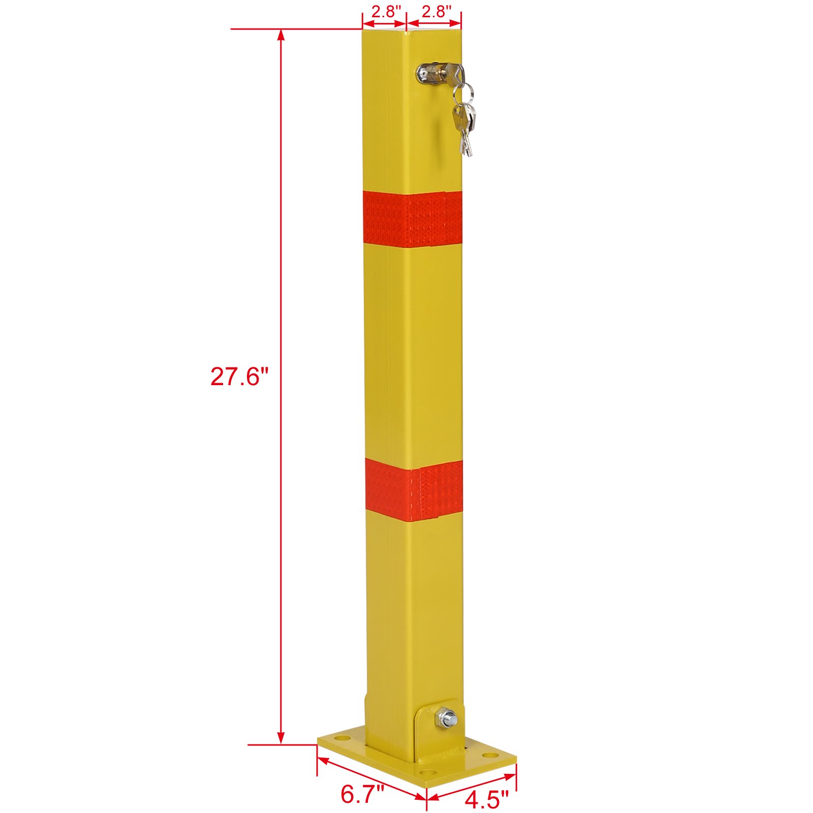 Square Parking Bollard Pole Barrier With Lock For Car Parking Protection And Home Garage Street Decor - Yellow - Image 3