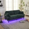 Modern Chenille 2 Seater Sofa With LED Light, USB Charging Port, And Storage Bag - Emerald - Image 13