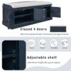 Storage Bench With 4 Doors And Adjustable Shelves, Shoe Bench With Removable Cushion For Living Room, Entryway - Antique Navy - Image 6
