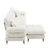 L Shaped Convertible Sectional Sofa 4 Seat Tufted Couch Set With Two Tone Adjust Legs Cloud Movable Ottoman - White - Image 6