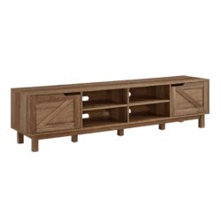 Rustic Barndoor Open-Storage TV Stand For TVs Up To 80" - Rustic Oak