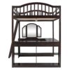 Full Loft Bed With U Shaped Desk, Storage Compartments And Tri Fold Mirror - Espresso - Image 8