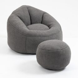 Bedding Bean Bag Sofa Chair High Pressure Foam Bean Bag Chair Adult Material With Padded Foam Padding Compressed Bean Bag With Footrest - Gray