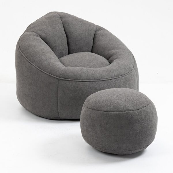Bedding Bean Bag Sofa Chair High Pressure Foam Bean Bag Chair Adult Material With Padded Foam Padding Compressed Bean Bag With Footrest - Gray
