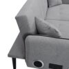 Folding Ottoman Sofa Bed With Stereo - Gray Fabric - Image 11