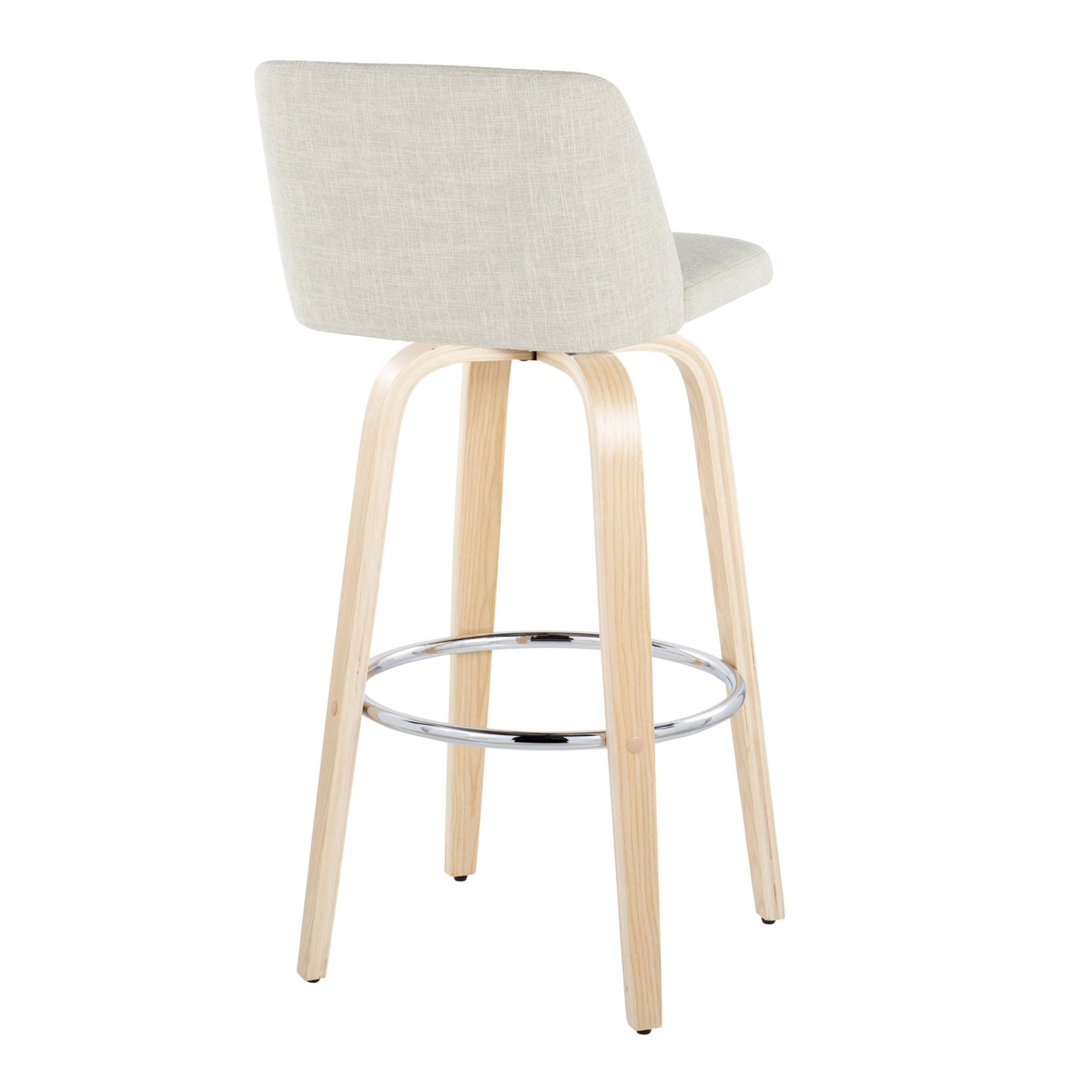 Toriano - Contemporary Fixed Height Barstool Swivel With Round Footrest (Set of 2) - Natural / Cream - Image 4