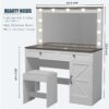 Makeup Vanity Table, Makeup Table With Large Mirror And 11 LED Light, Brightness Adjustable, Dressing Table Desk With 3 Drawers, Vanity Desk For Women (With Stool) - White - Image 6