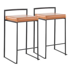Fuji - Contemporary Stackable Counter Stool (Set of 2) - Black / Camel
