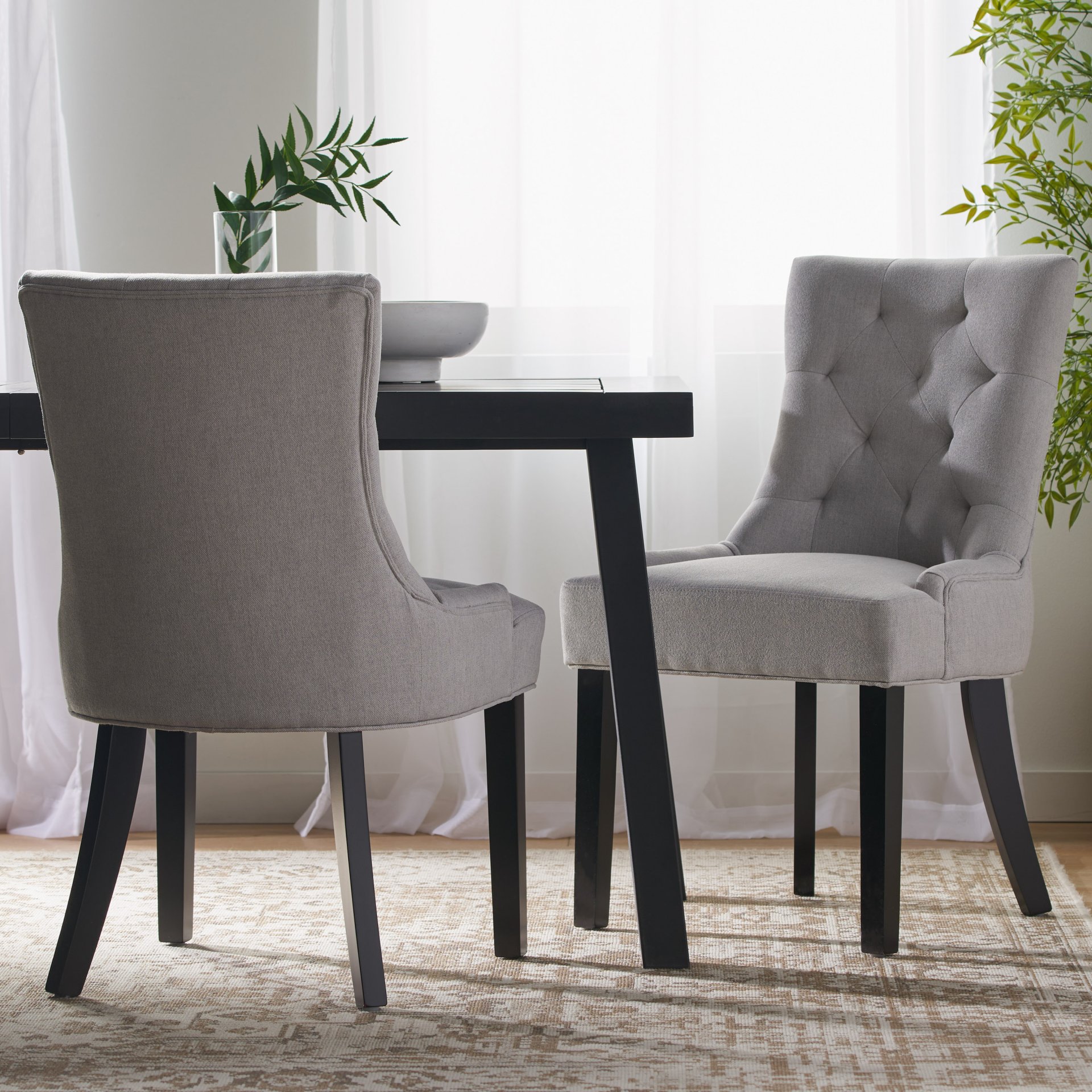 Cheney - Dining Chair With Sloped Arms And Diamond Tufting (Set of 2) - Light Gray - Image 2