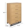 Borah - Contemporary Wood 5 Drawer Dresser - Natural - Image 3