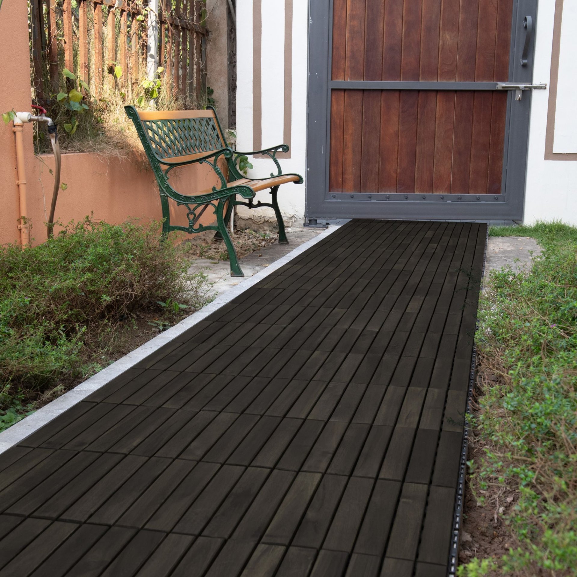 Interlocking Deck Tiles Striped Pattern - Dark Brown - Image 17