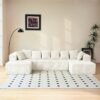 Modular U Shaped Sectional Sofa, 4 Seater Chaise Lounge With Reversible Design Striped - Beige - Image 2