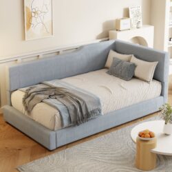 Twin Size L Shaped Upholstered Daybed - Gray