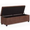 Avalon - Extra Large Storage Ottoman Bench - Distressed Saddle Brown - Image 2