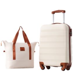 Hardshell Luggage Sets 20" / Bag Spinner Suitcase With Tsa Lock Lightweight - Brown / White