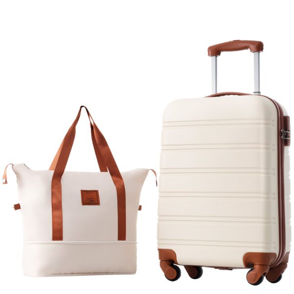 Hardshell Luggage Sets 20" / Bag Spinner Suitcase With Tsa Lock Lightweight - Brown / White