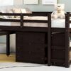 Full Loft Low Study Bed With Cabinet, Shelves And Rolling Portable Desk, Multiple Functions - Espresso - Image 18