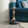 Modern Round Side Table For Small Spaces With Carbon Steel Construction - Black - Image 4