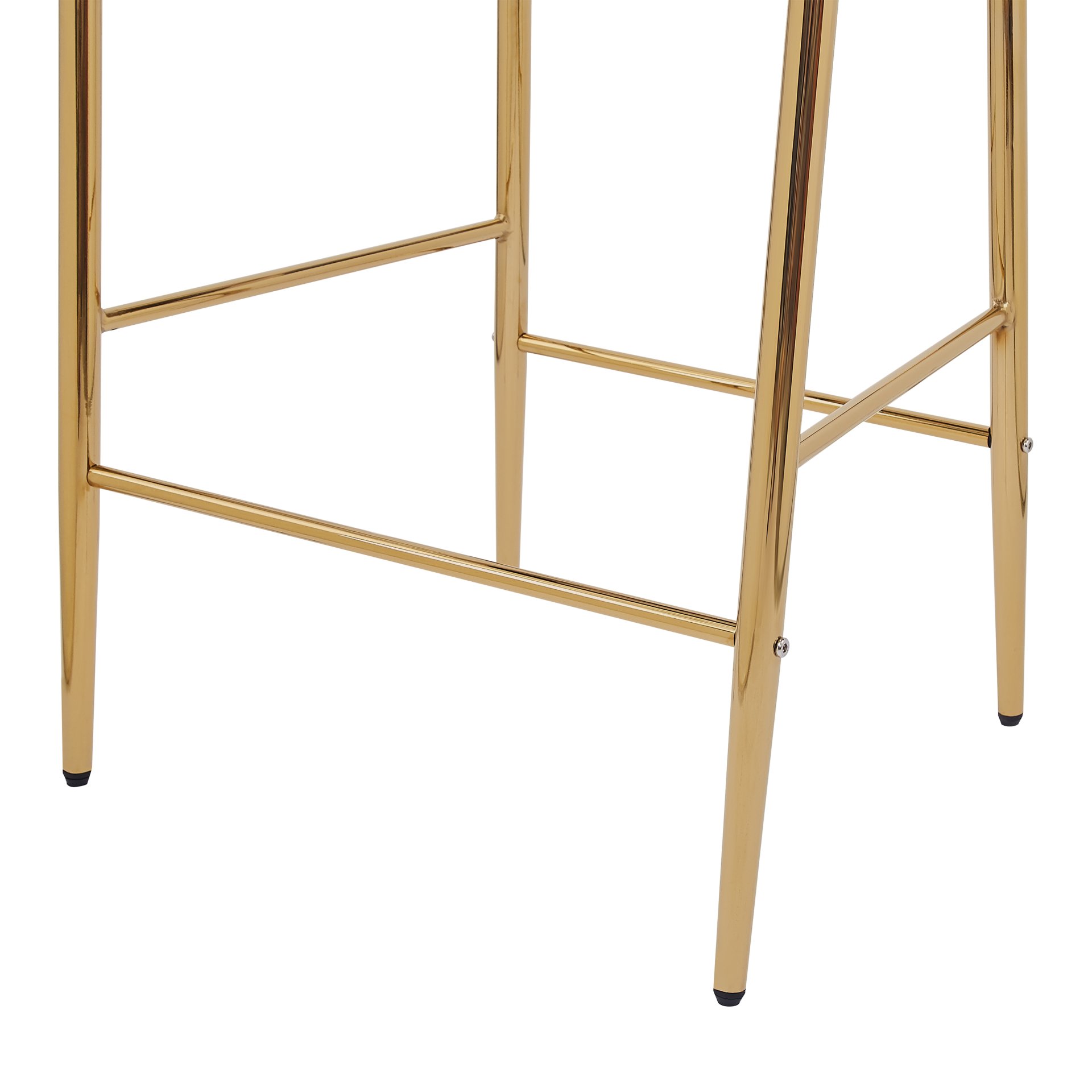 Velvet Counter Height Bar Stools (Set of 2) With Golden Legs And Footrests - White - Image 17