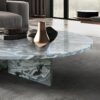 Natural Marble Coffee Table With Polished Surface For Living Room - Blue / Gray - Image 7
