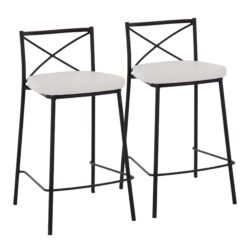 Modern Charlotte - Contemporary Fixed Height Counter Stool (Set of 2) - Black / White
