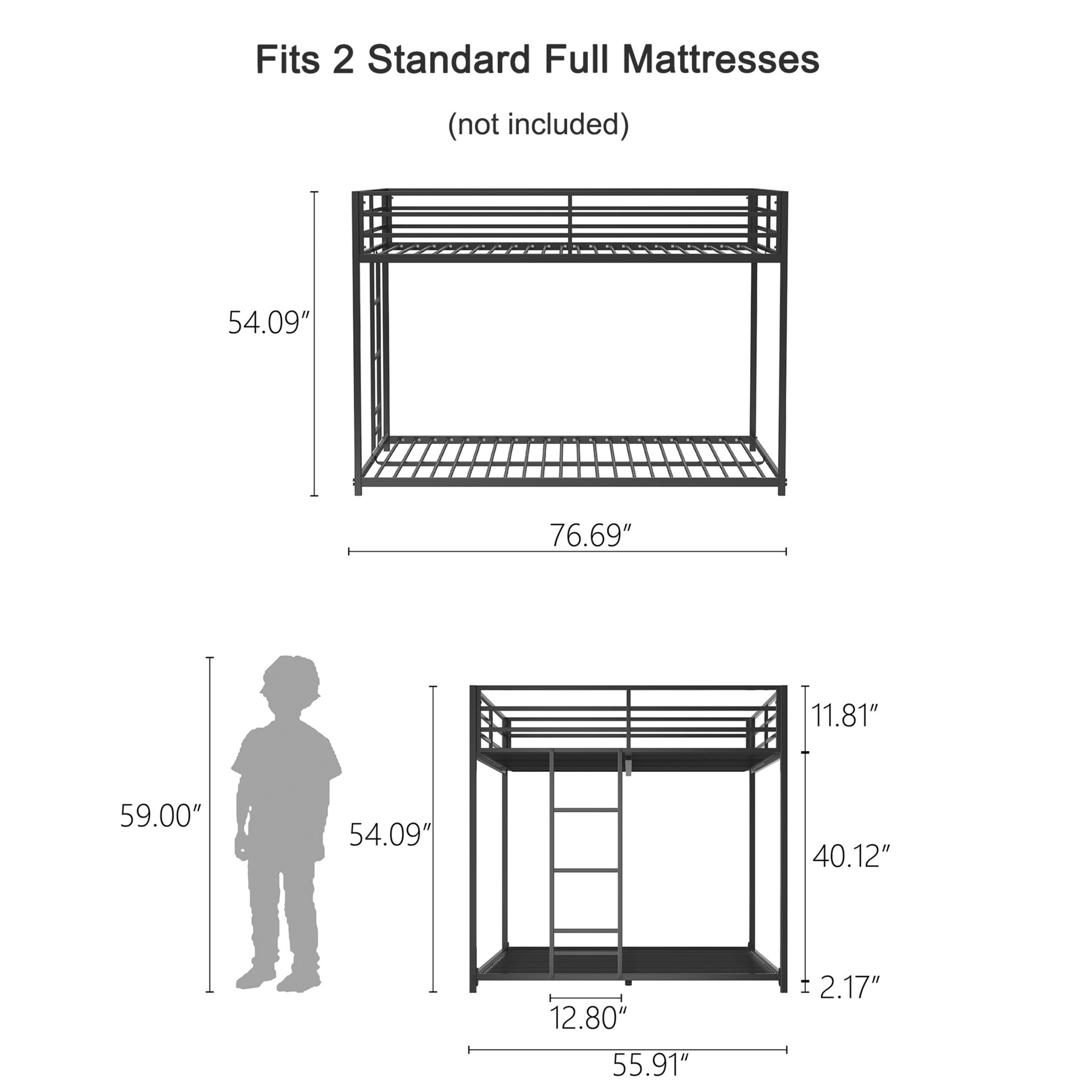 Adam - Full Over Full Bunk Bed - Black - Image 3