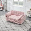 Folding Sofa Bed With Adjustable Back Access To Sofa Recliner Single Bed Adult Modern Chair Bed - Pink - Image 4