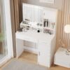 Vanity Desk With Mirror And LED Light Strip, Dressing Table With Large Drawer, 3 Level Storage Dresser & 3 Lighting Modes Adjustable Brightness, Suitable For Bedroom - White - Image 4