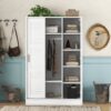 3 Door Shutter Wardrobe & Shelves - White - Image 10