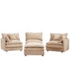 Modular L Shaped Sectional Sofa Set With Movable Ottoman, Chenille - Coffee - Image 14