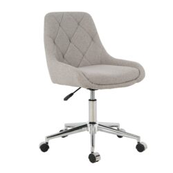 Modern Teddy Fleece Fabric Dining Chair With Chrome Legs, Soft And Comfortable - Gray