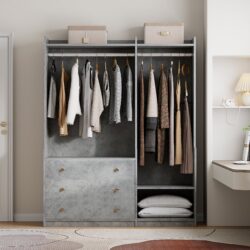 Open Wardrobe Storage For Bedroom - Gray