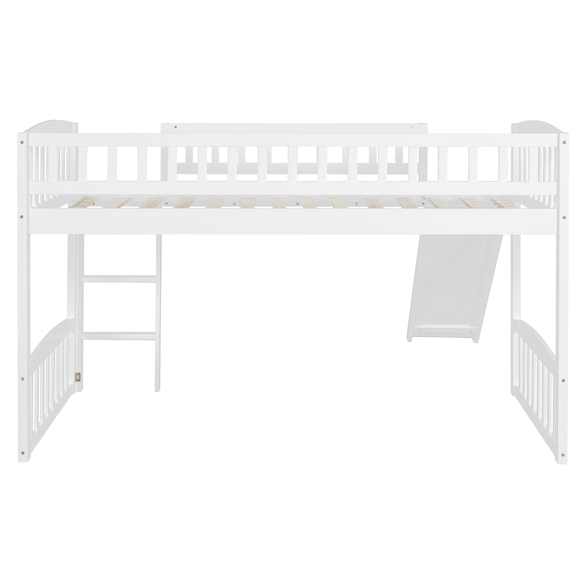 Twin Size Loft Bed With Slide And Ladder - White - Image 5