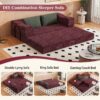 Convertible Couch Bed With 2 Pillows, 3 Seat Folding Floor Couch & King Size Bed Mattress, Diy Combination - Burgundy - Image 10