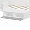 Twin Size Daybed With Storage Shelves And Lockers, Multi Functional Bed With Study Desk And Matching Stool - White - Image 9