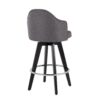Ahoy - Contemporary Fixed Height Counter Stool Round Chrome Footrest (Set of 2) - Gray / Black - Image 4