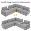 Power Recliner Corner Sofa Home Theater Reclining Sofa Sectional Couches With Storage Box, Cup Holders, USB Ports And Power Socket For Living Room - Gray - Image 7