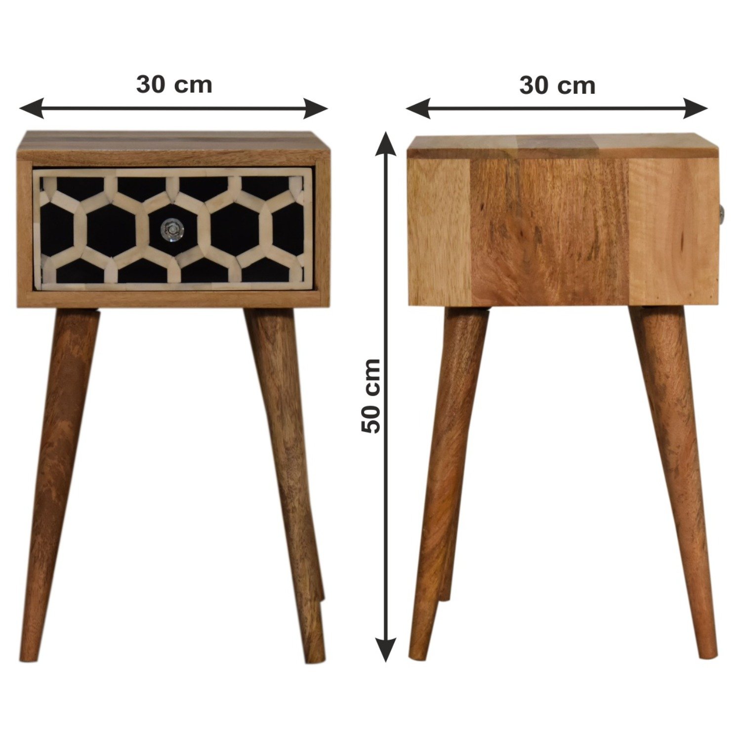 Inlay - Mini Bone Bedside Table - Brown Oak - Image 11