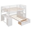 Full Over Twin Bunk Bed With Desk, Drawers And Shelves - White - Image 6