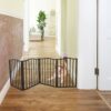 Pet Gate Dog Gate For Doorways, Stairs Or House Freestanding Folding - Dark Brown - Image 2