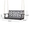 Alejandro - Acacia Wood Porch Swing With Slat Panel Seating - Dark Gray - Image 3