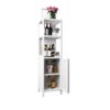Bamboo Storage Cabinet With Tall Linen Tower, Multi Functional For Bathroom And Living Spaces - White - Image 17